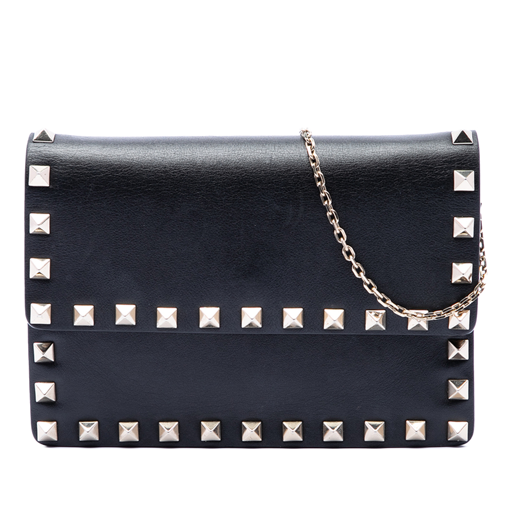Pre-Loved Valentino Leather Rockstud Clutch on Chain